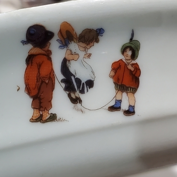 Vtg RWC Bavaria Germany porcelain transferware childs plate bowl images of play - Picture 7 of 15